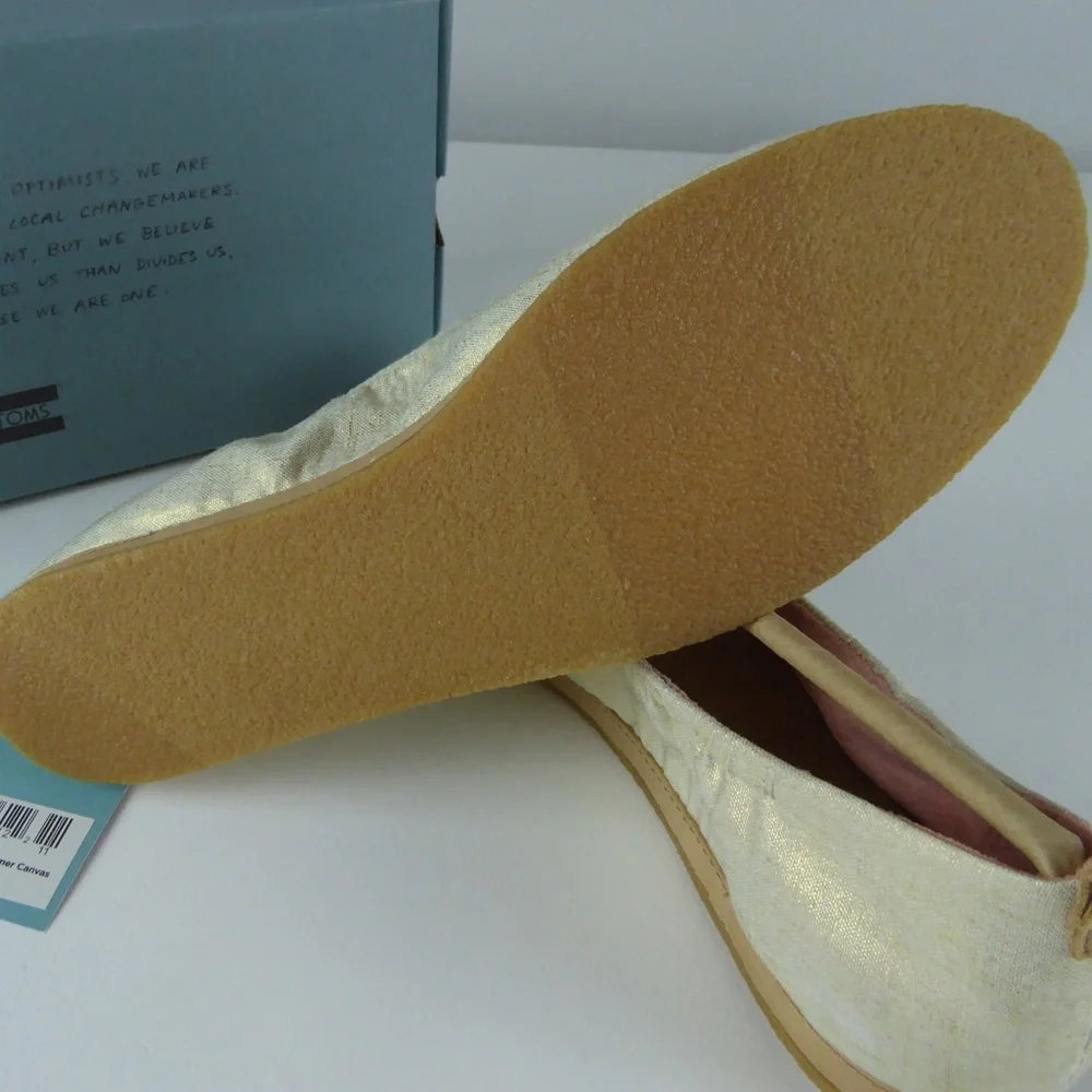 Toms Metallic Cream Slip-On Flats